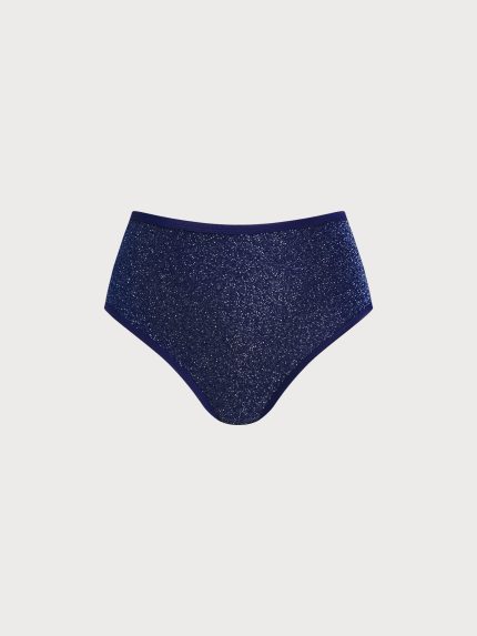 Blue Lurex Plus Size Bikini Bottom