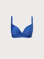 Blue Jacquard Twist Underwire Plus Size Bikini Top - Image 5