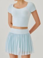 Blue Mesh Short Sleeve Top--Light Support - Image 3