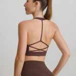 Brown Mesh X Cross Sports Bra - Light Support