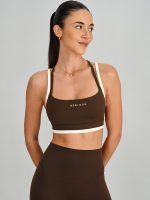 Coffee Contrast X Cross Sports Bra - Light Support