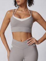 Grey Contrast X Cross Sports Bra - Light Support - Image 5
