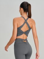 Grey Twist X-Cross Sports Bra - Light Support