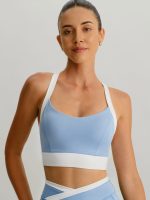 Light Blue Contrast U Neck Sports Bra - Light Support - Image 6