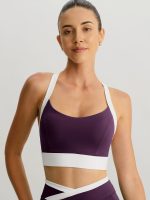 Purple Contrast U Neck Sports Bra - Light Support