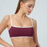Burgundy Contrast-Trim Camisole Sports Bra
