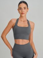 Grey Twist X-Cross Sports Bra - Light Support - Image 2