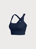 Navy Twist X-Cross Sports Bra - Light Support - Image 10