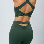 Dark Green Twist X-Cross Sports Bra - Light Support