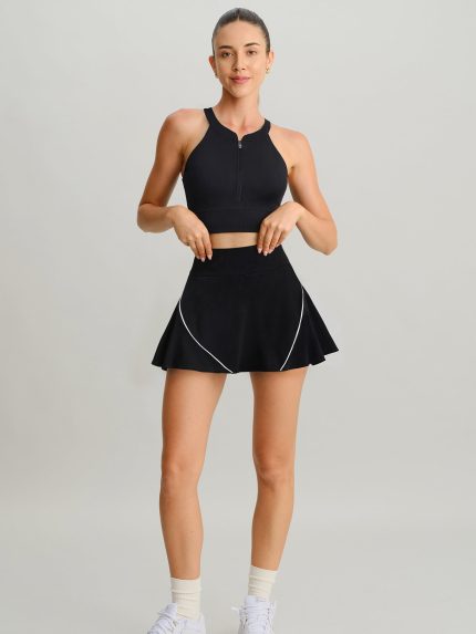 Black Round Neck Sports Bra - Light Support