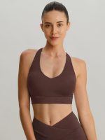 Brown Mesh X Cross Sports Bra - Light Support - Image 2