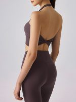 Purple Halter Twist Back Sports Bra - Image 4