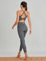Grey Twist X-Cross Sports Bra - Light Support - Image 4