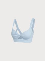 Light Blue Twist-Front Cutout Sports Bra - Image 6