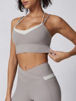 Grey Contrast X Cross Sports Bra - Light Support - Image 3