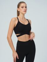 Black Ribbed Cross Strap Sports Cami - Image 3