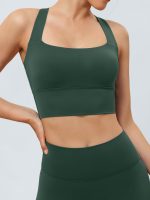 Dark Green Twist X-Cross Sports Bra - Light Support - Image 2
