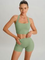 Light Green Twist X-Cross Sports Bra - Light Support - Image 3