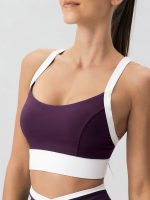 Purple Contrast U Neck Sports Bra - Light Support - Image 6
