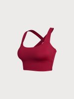 Wine Red Twist X-Cross Sports Bra - Light Support - Image 5