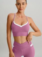 Pink Contrast X Cross Sports Bra