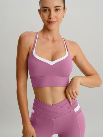 Pink Contrast X Cross Sports Bra