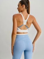 Light Blue Contrast U Neck Sports Bra - Light Support - Image 7