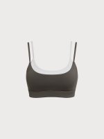 Dark Coffee Contrast Twist Sports Bra - Light Support - Image 10
