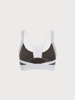 Dark Coffee Contrast U Neck Sports Bra - Light Support - Image 11