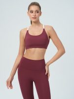 Wine Red Twist Back Sports Bra - Light Support - Image 2