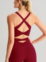 Wine Red Twist X-Cross Sports Bra - Light Support