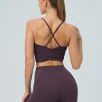 Purple V Neck X-Cross Sports Bra - Medium Support