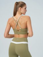 Green Contrast X Cross Sports Bra - Image 2