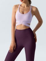Purple Ribbed Cross Strap Sports Cami - Image 2