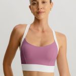 Pink Contrast U Neck Sports Bra - Light Support