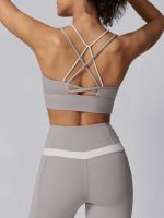 Grey Contrast X Cross Sports Bra - Light Support - Image 2
