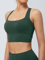 Dark Green Twist X-Cross Sports Bra - Light Support - Image 4