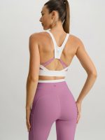 Pink Contrast U Neck Sports Bra - Light Support - Image 2