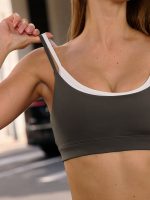 Dark Coffee Contrast Twist Sports Bra - Light Support - Image 3