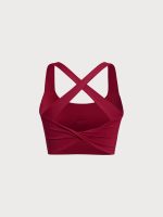 Wine Red Twist X-Cross Sports Bra - Light Support - Image 6