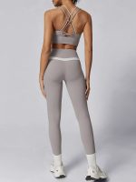 Grey Contrast X Cross Sports Bra - Light Support - Image 4