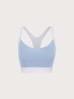 Light Blue Contrast U Neck Sports Bra - Light Support - Image 9