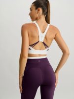 Purple Contrast U Neck Sports Bra - Light Support - Image 2