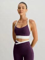 Purple Contrast U Neck Sports Bra - Light Support - Image 5