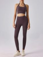 Purple Halter Twist Back Sports Bra - Image 6