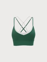 Green Contrast V Neck Sports Bra- Light Support - Image 9