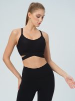 Black Ribbed Cross Strap Sports Cami - Image 2