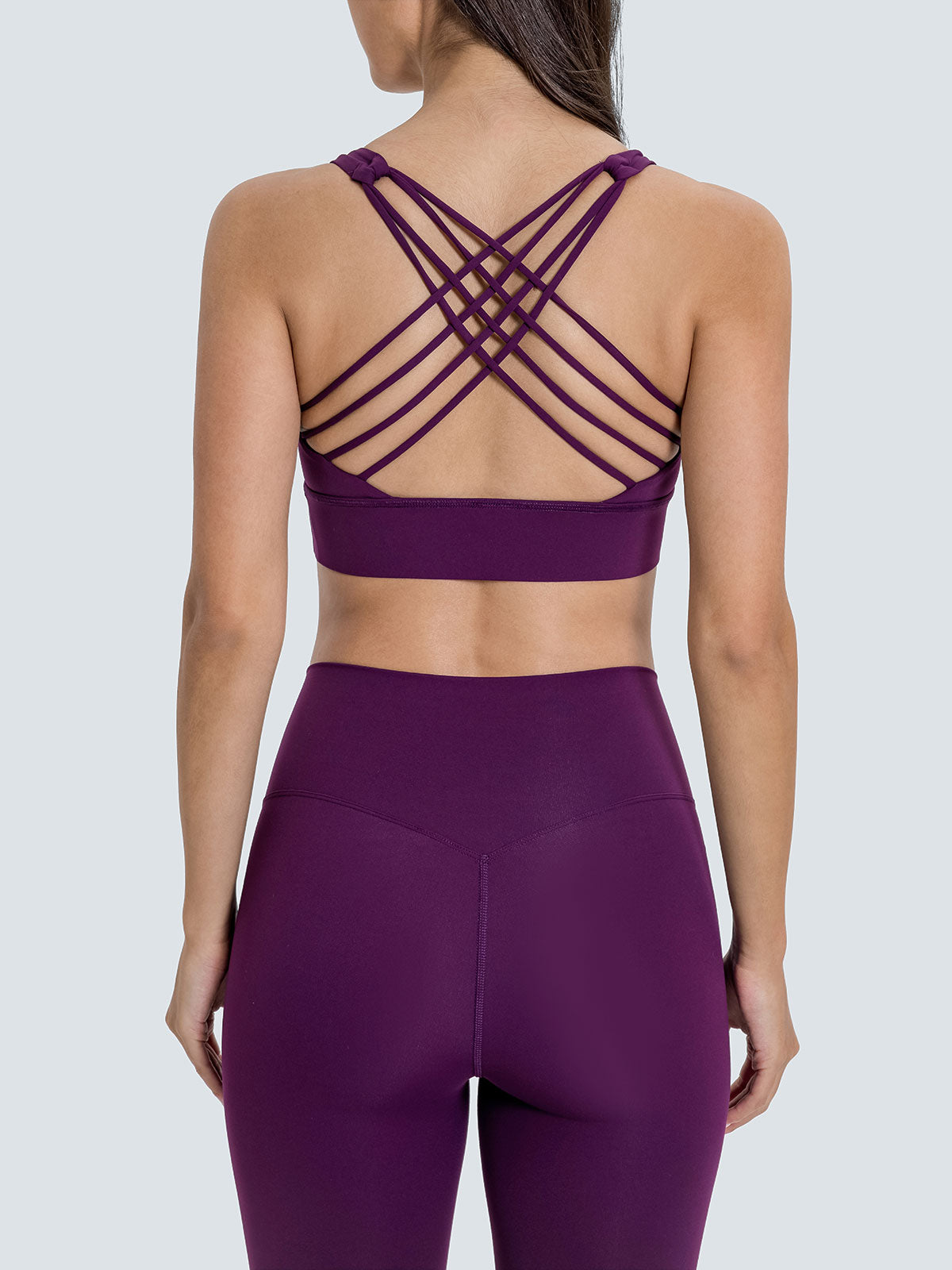 women_s-knitted-nylon-sports-bras-sustainable-yoga_tops-3zae8s Purple Weave Cross Back Sports Bra - Image 1