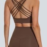 Coffee Weave Cross Back Sports Bra