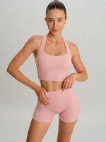 Light Pink Twist X-Cross Sports Bra - Light Support - Image 3